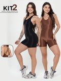Kit 2 Macaquinho Esportivo Canelado com Brilho