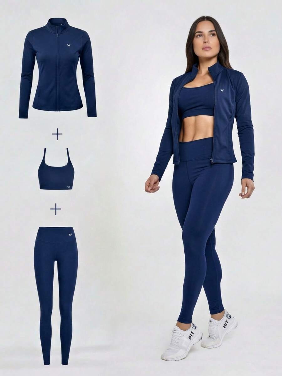 Kit 3 Peças Jaqueta, Top e Legging