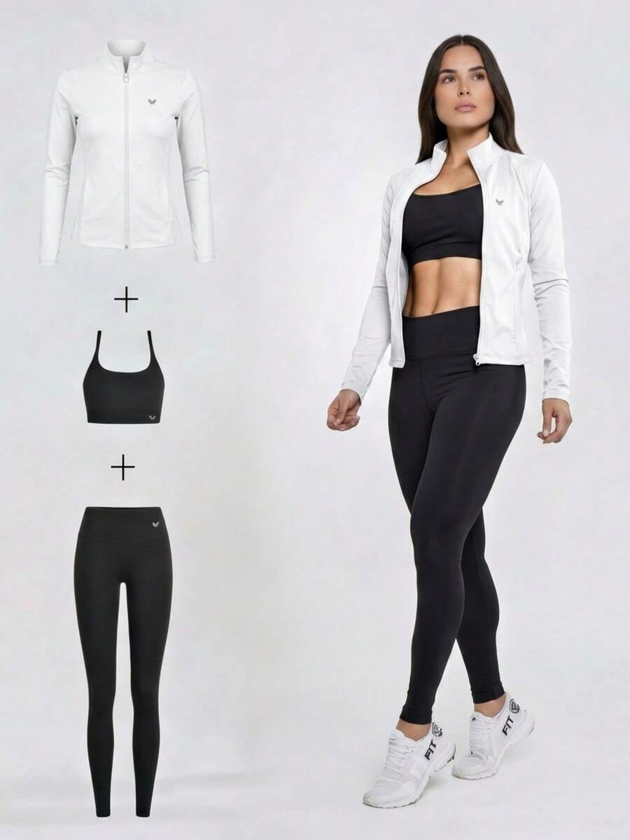Kit 3 Peças Jaqueta, Top e Legging