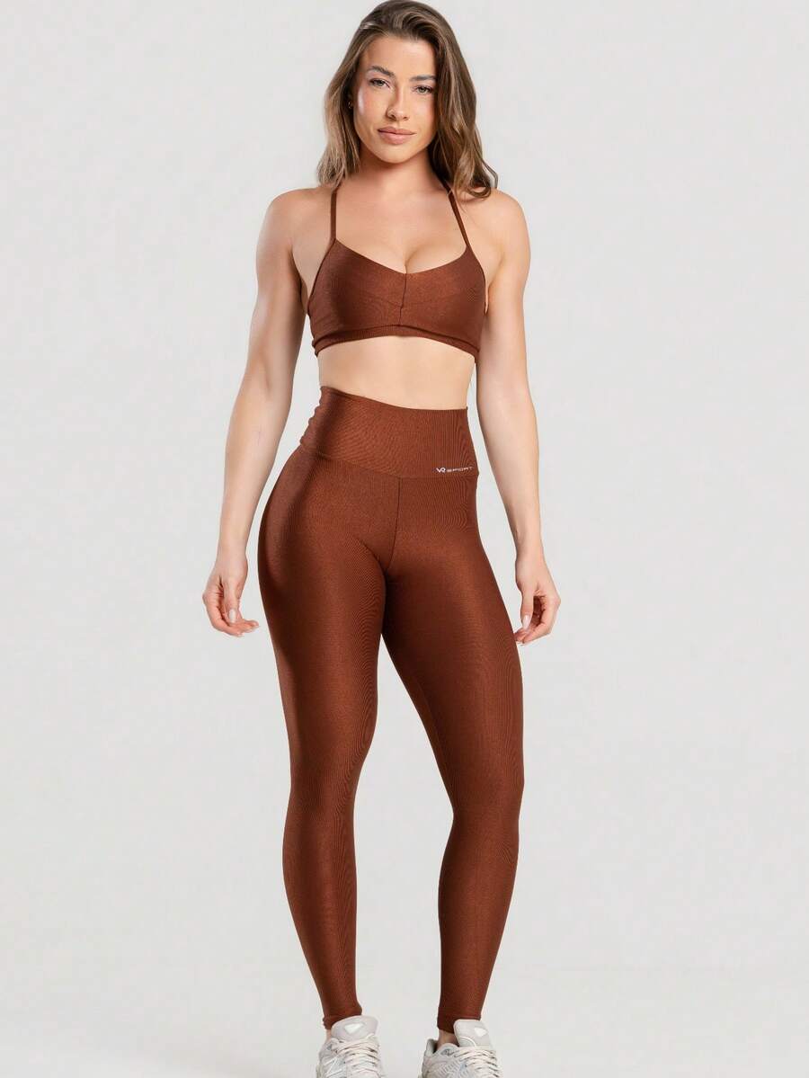 Conjunto Legging e Top Marrom Canelado