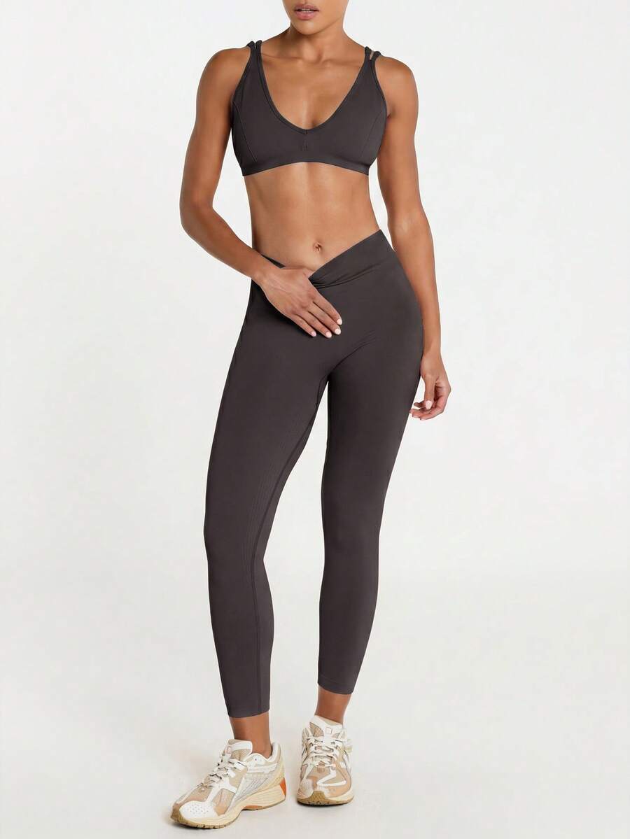 Legging Cintura Alta Canelada Sem Costura