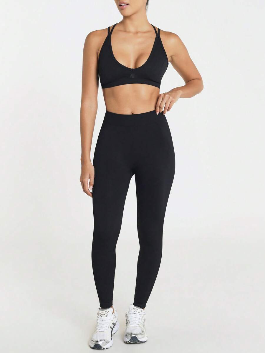 Legging Cintura Alta Canelada Sem Costura