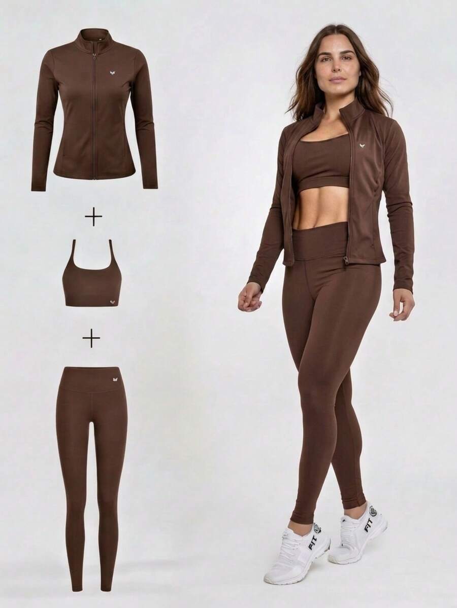 Kit 3 Peças Jaqueta, Top e Legging