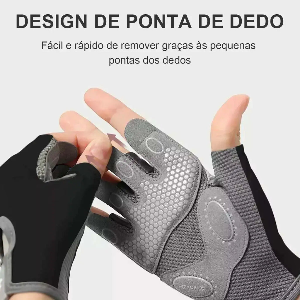 Luvas de Academia Meio Dedo com Proteção