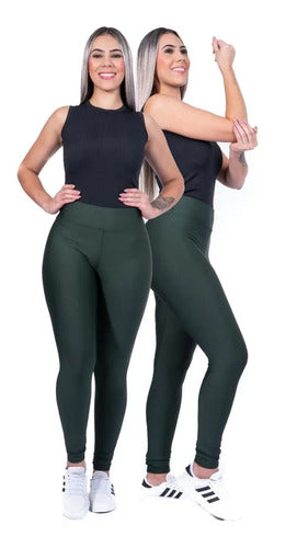 Kit 5 Leggings Suplex Cós Alto Fitness