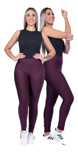 Kit 5 Leggings Suplex Cós Alto Fitness