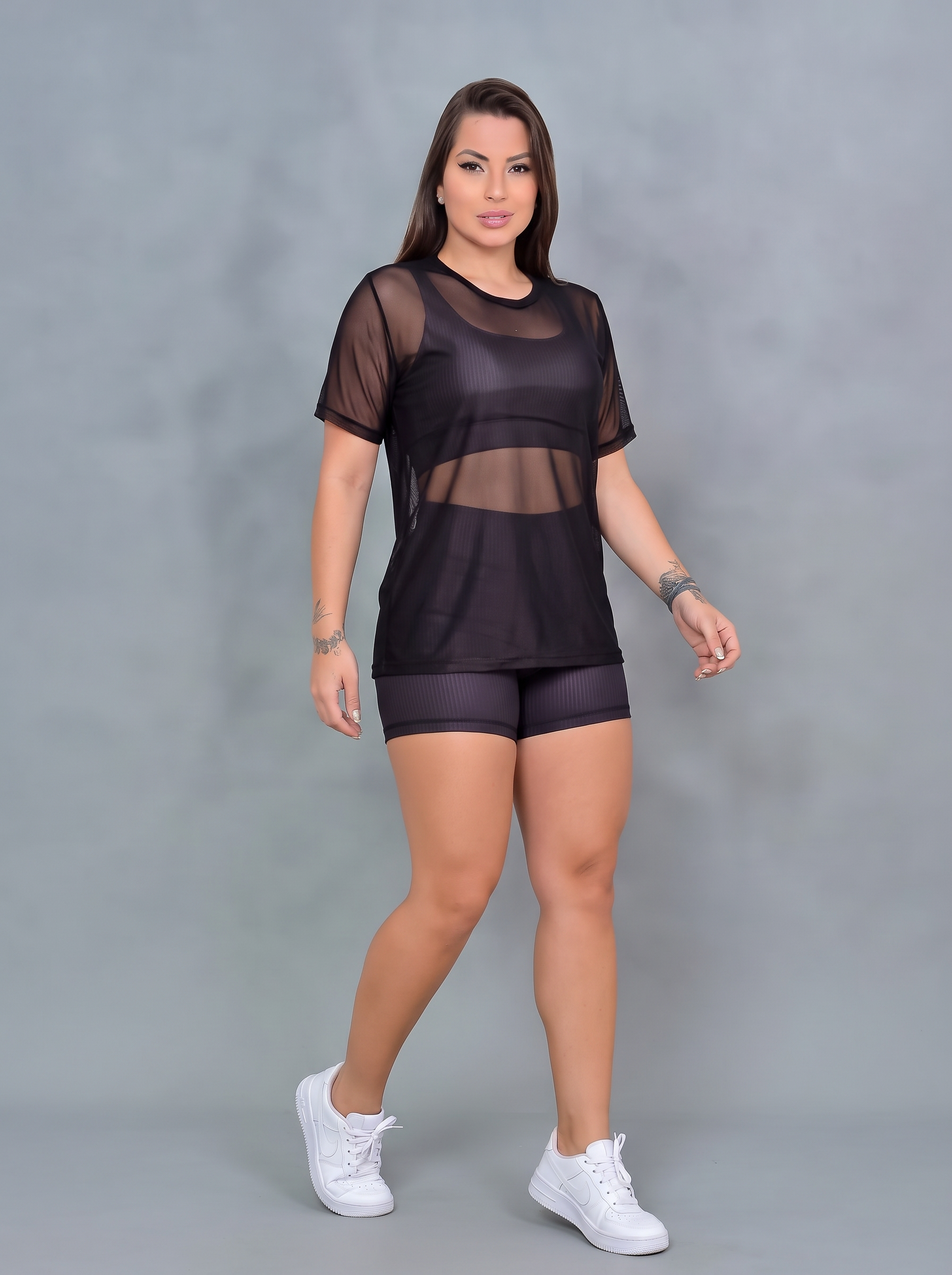 Kit 3 Camisetas de Tule para Academia