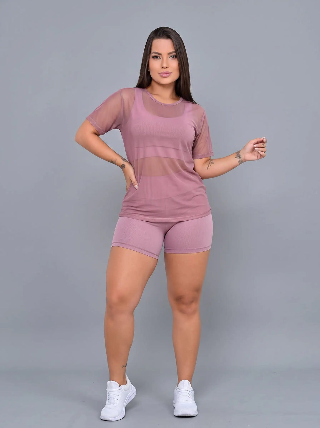 Kit 3 Camisetas de Tule para Academia