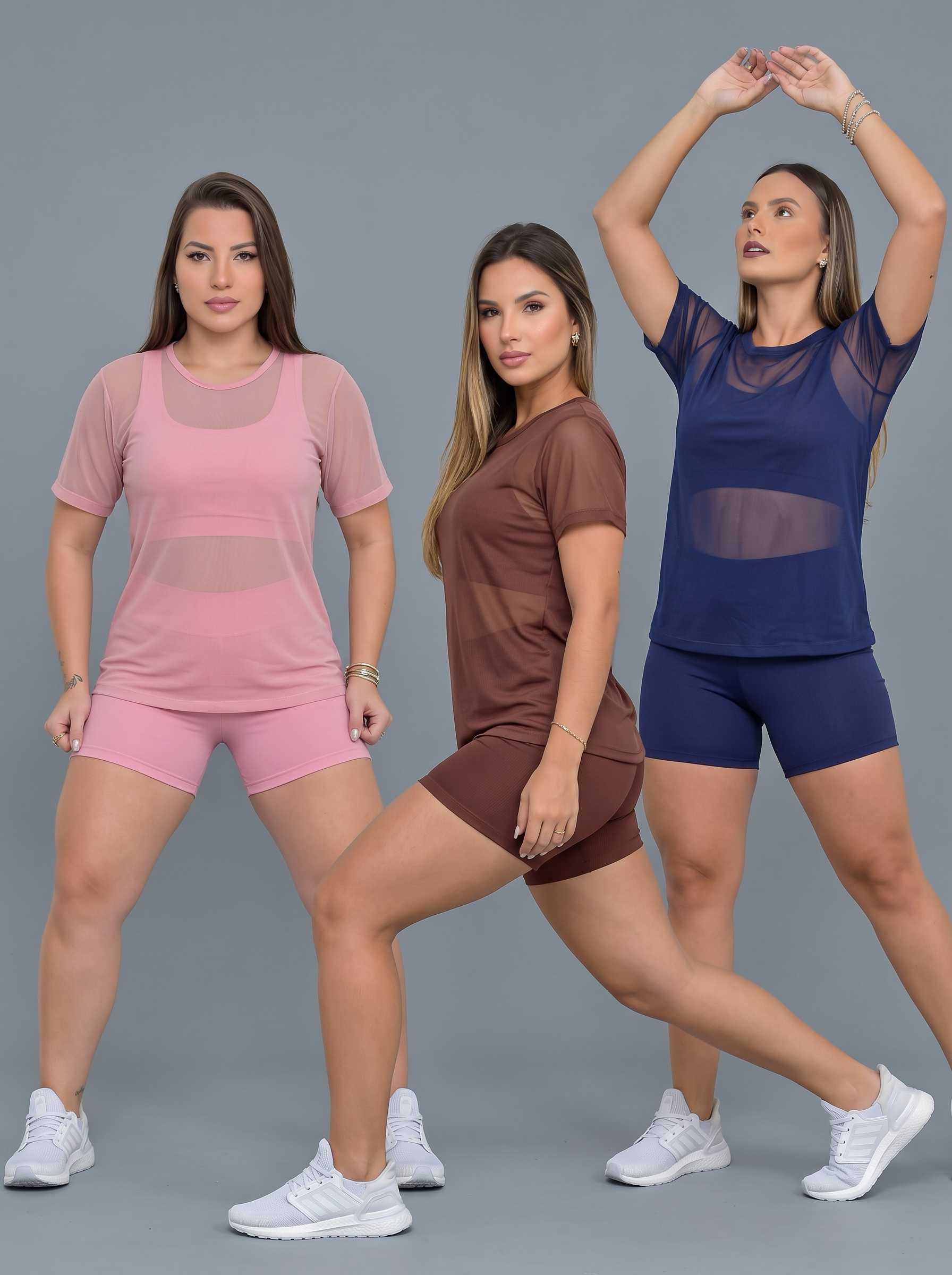 Kit 3 Camisetas de Tule para Academia