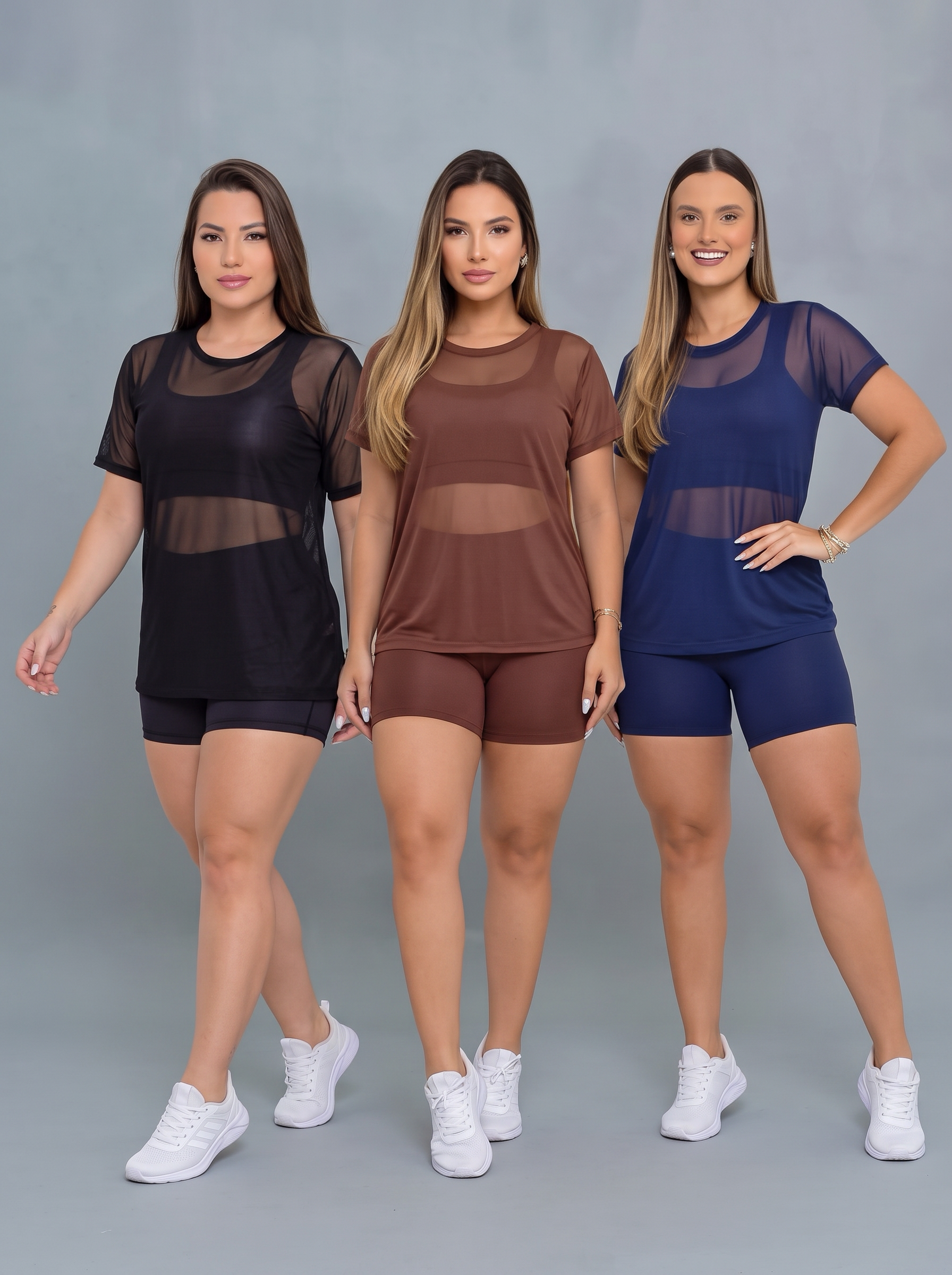 Kit 3 Camisetas de Tule para Academia