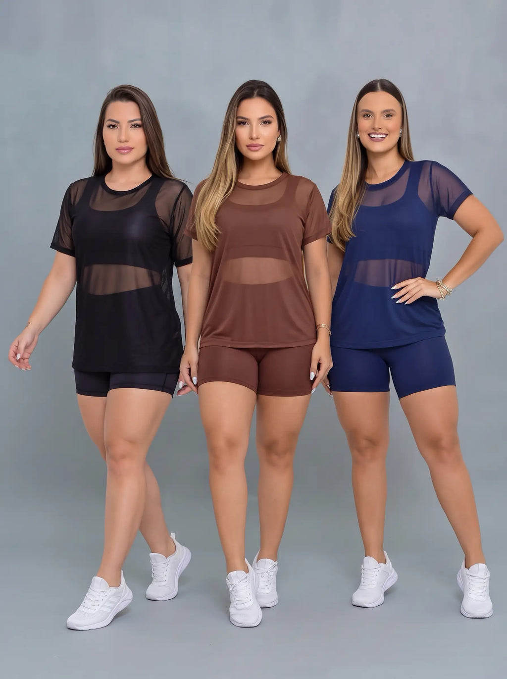 Kit 3 Camisetas de Tule para Academia