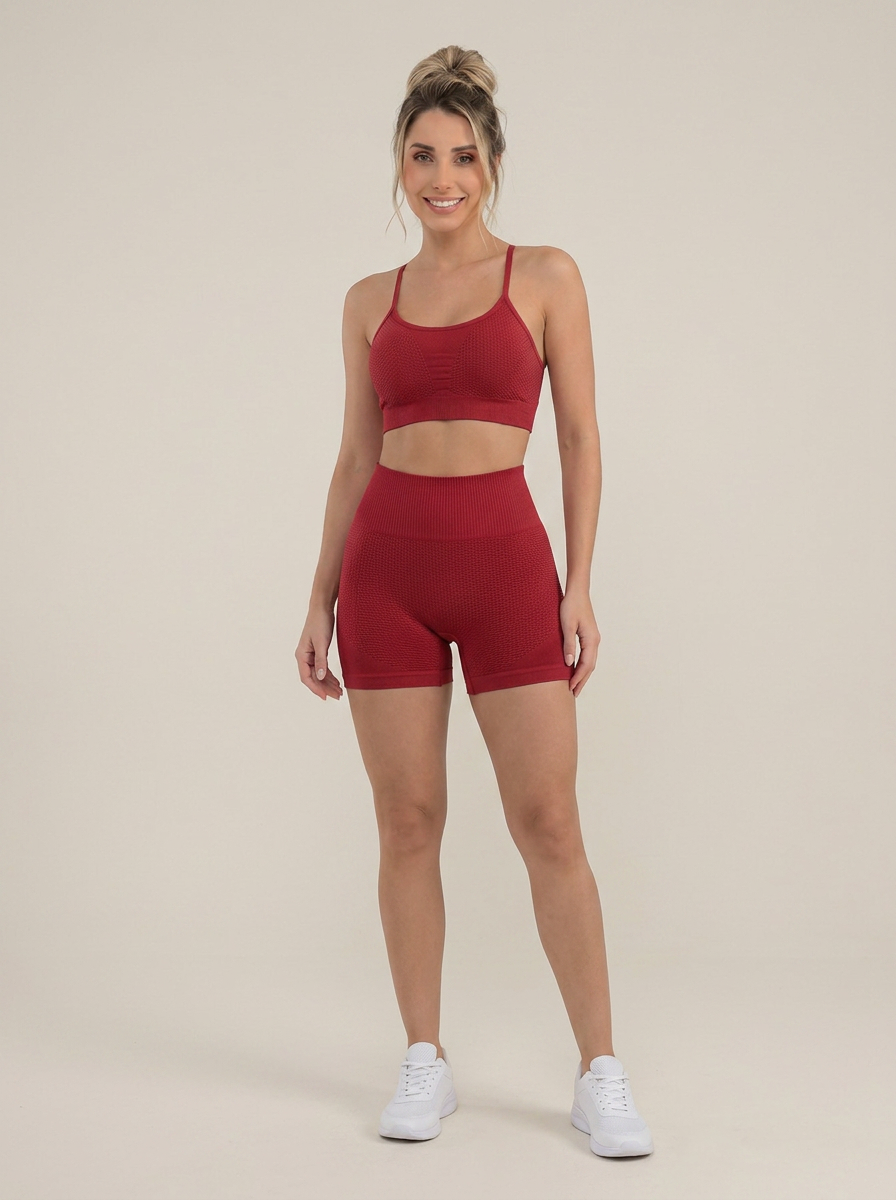 Conjunto Fitness Short e Top Sem Costura