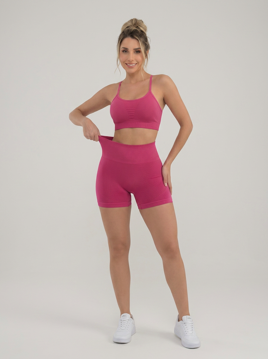 Conjunto Fitness Short e Top Sem Costura