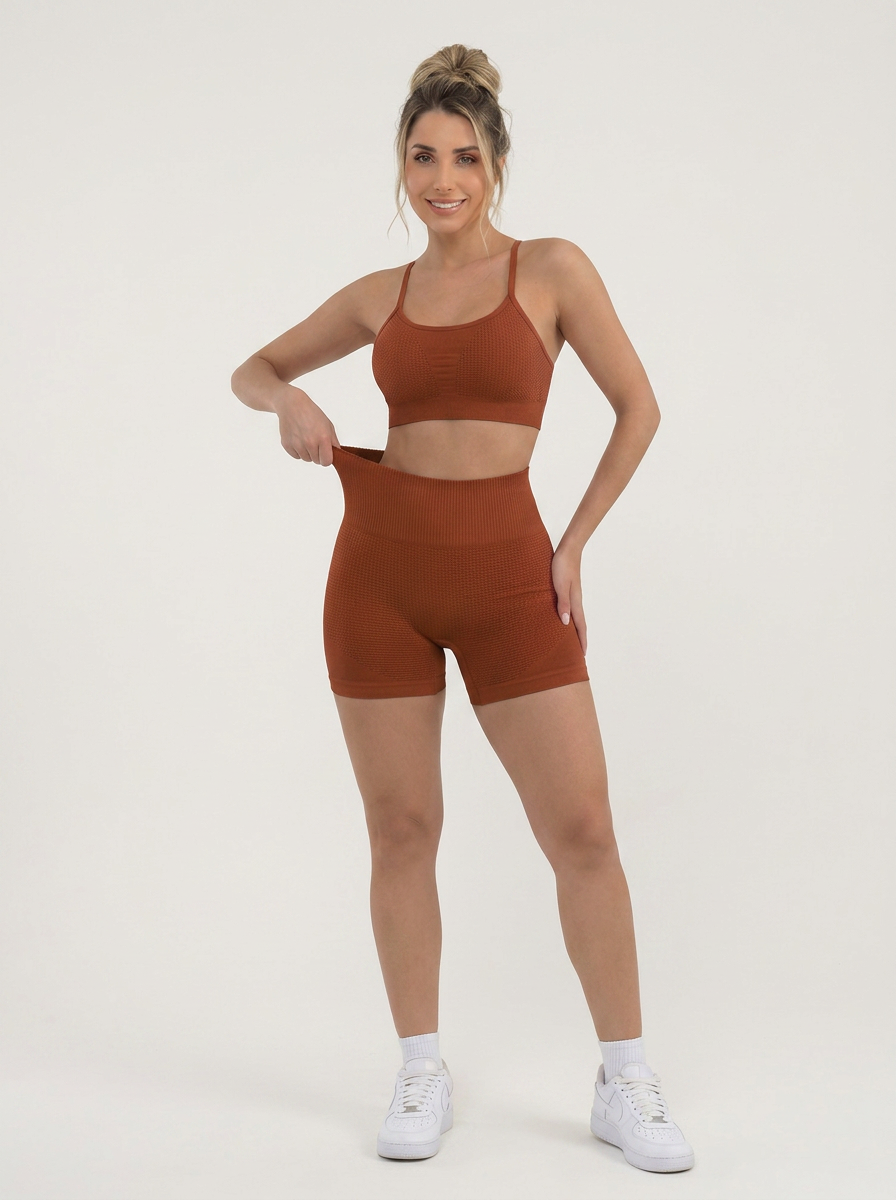 Conjunto Fitness Short e Top Sem Costura