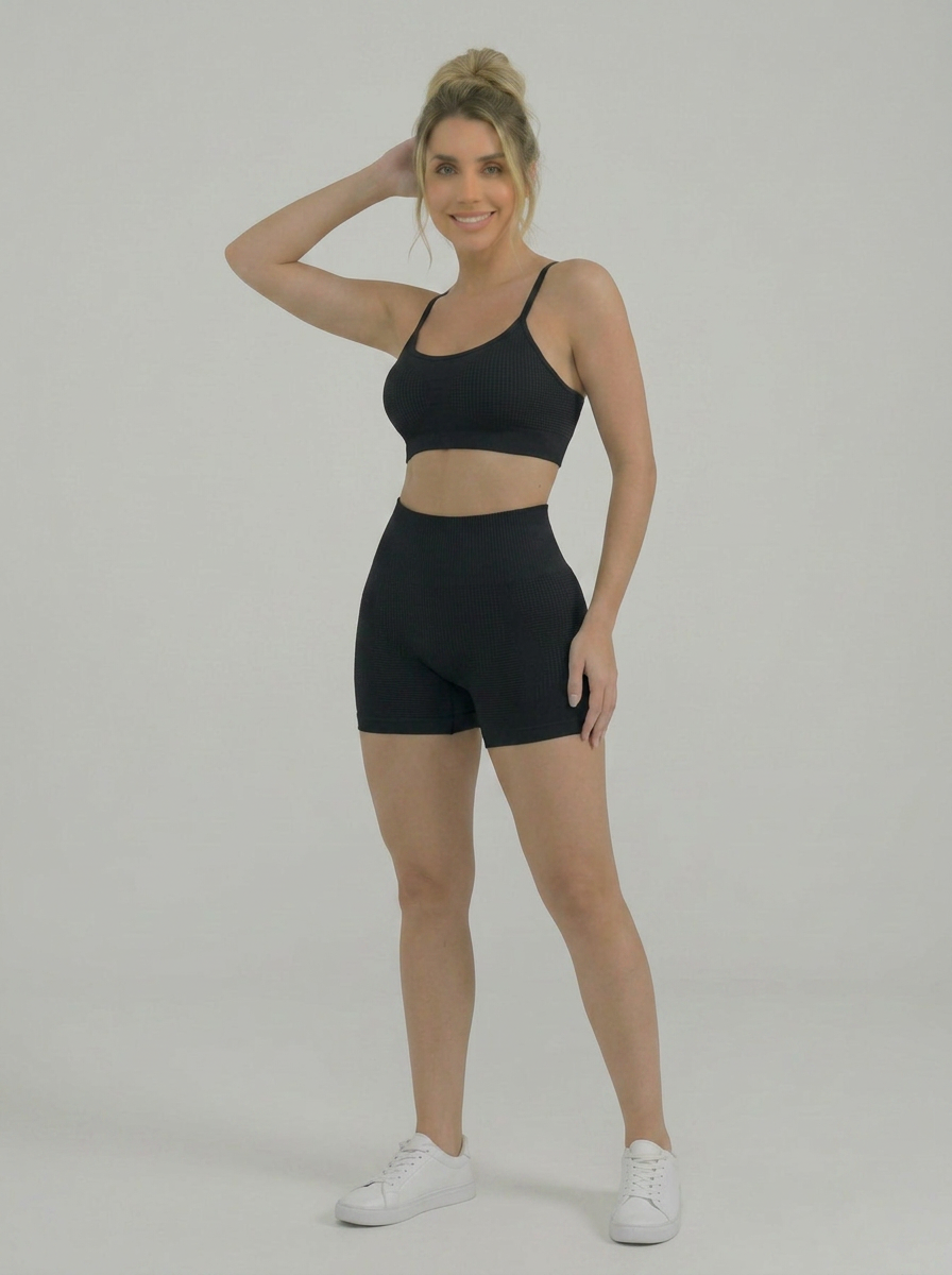 Conjunto Fitness Short e Top Sem Costura