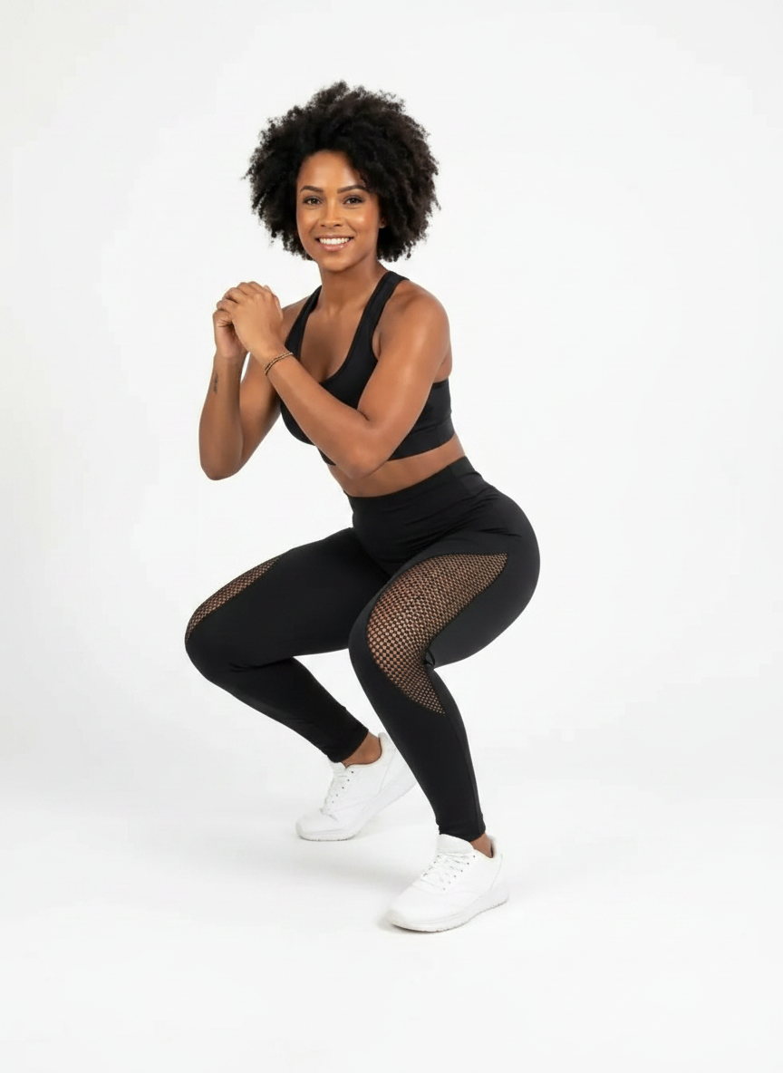Legging Arrastão com Detalhe em Rede