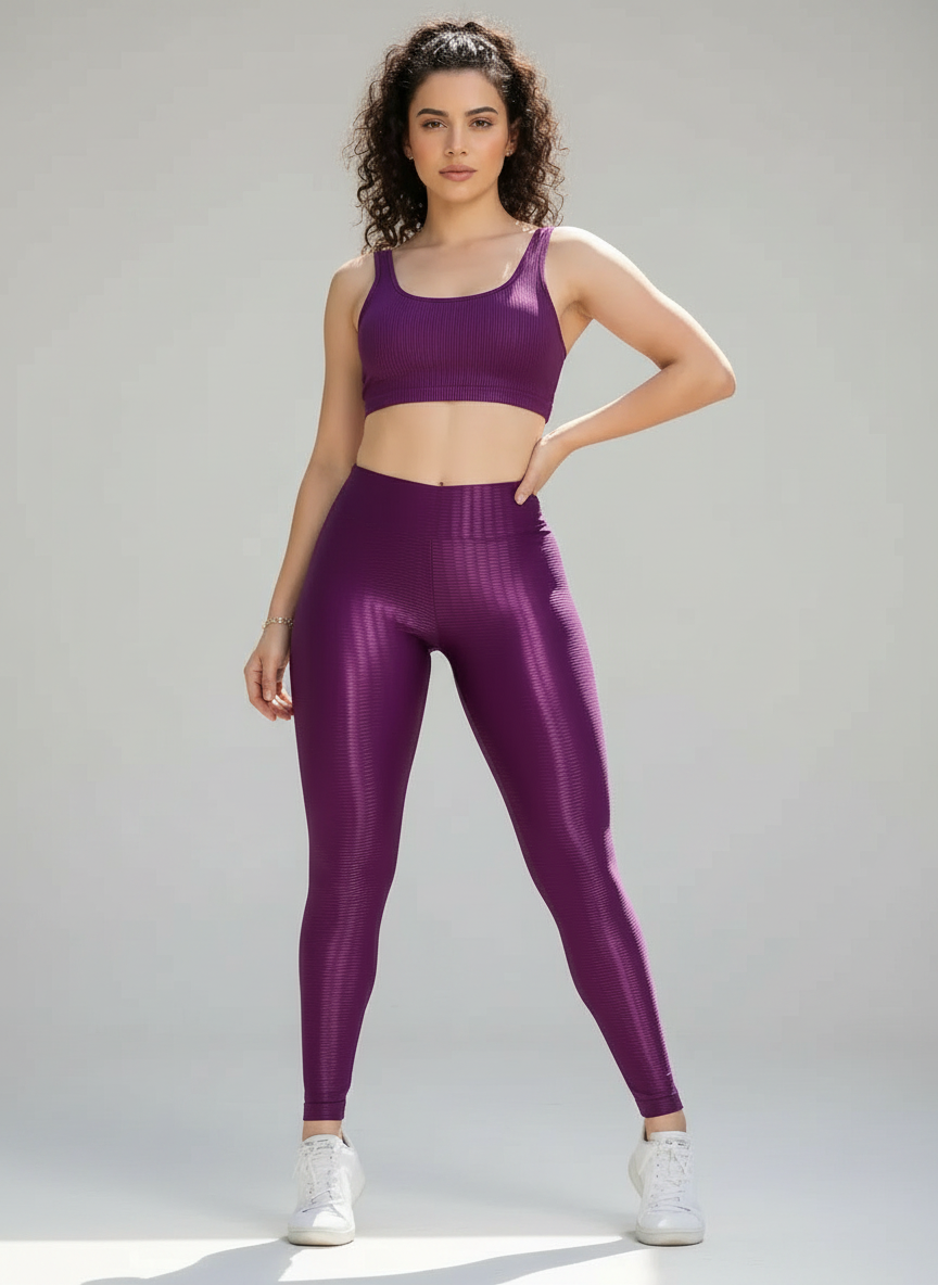 Legging 3D Modeladora Brilhante Cós Alto