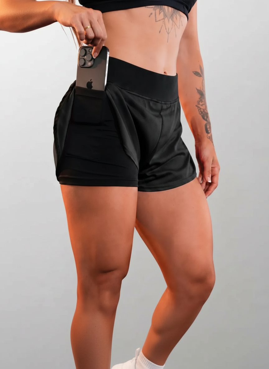 Kit 2 Shorts 2 em 1 Compressão Feminino