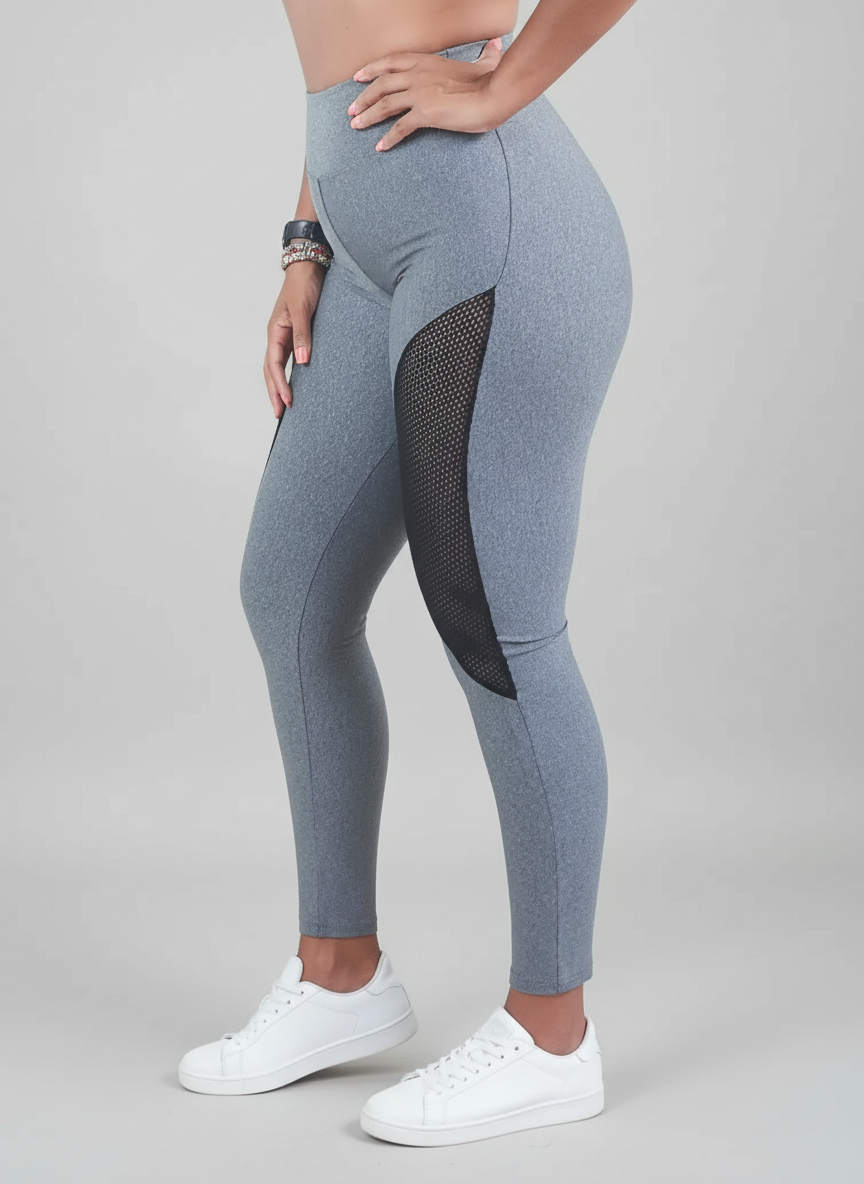 Legging Arrastão com Detalhe em Rede