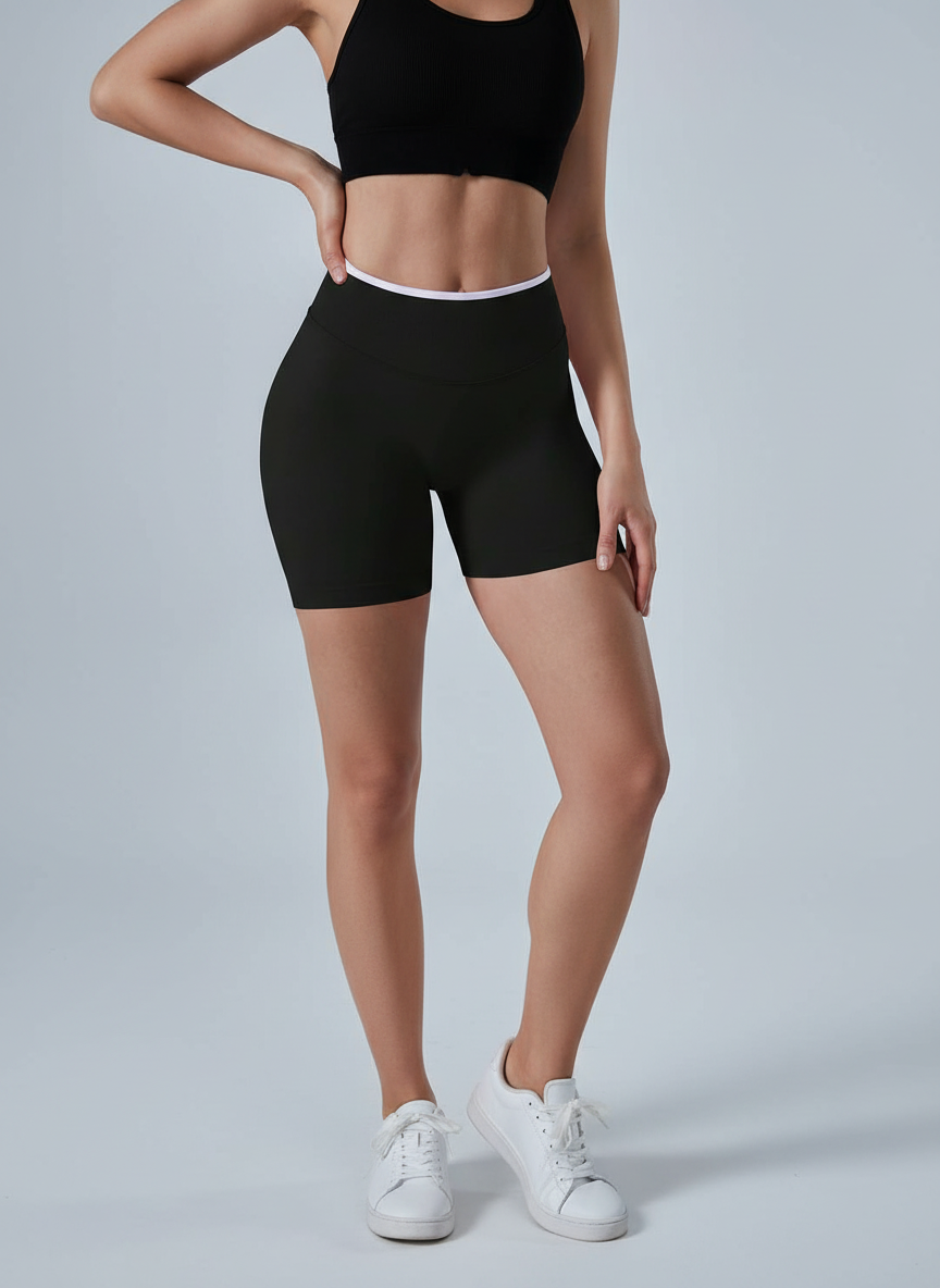 Short Esportivo Cós Contrastante Costas Franzida
