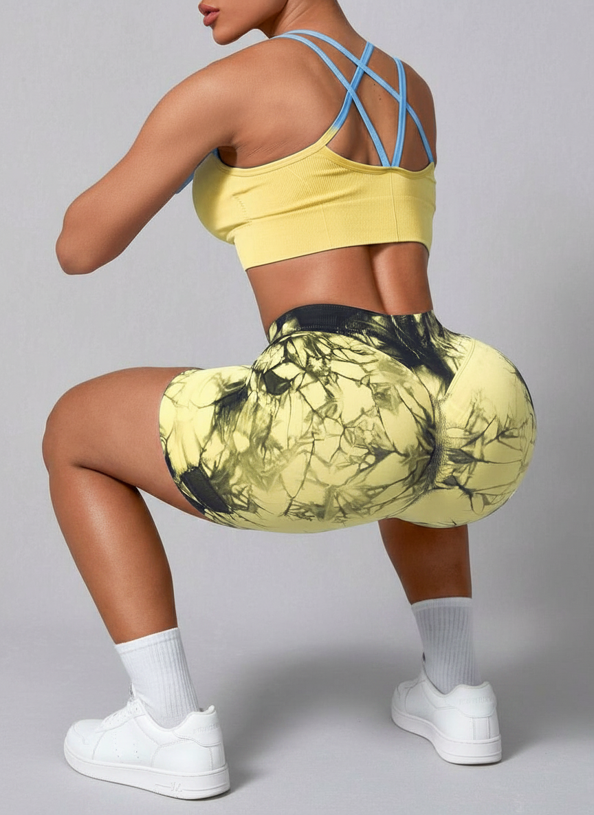 Short Esportivo Cós Contrastante Costas Franzida