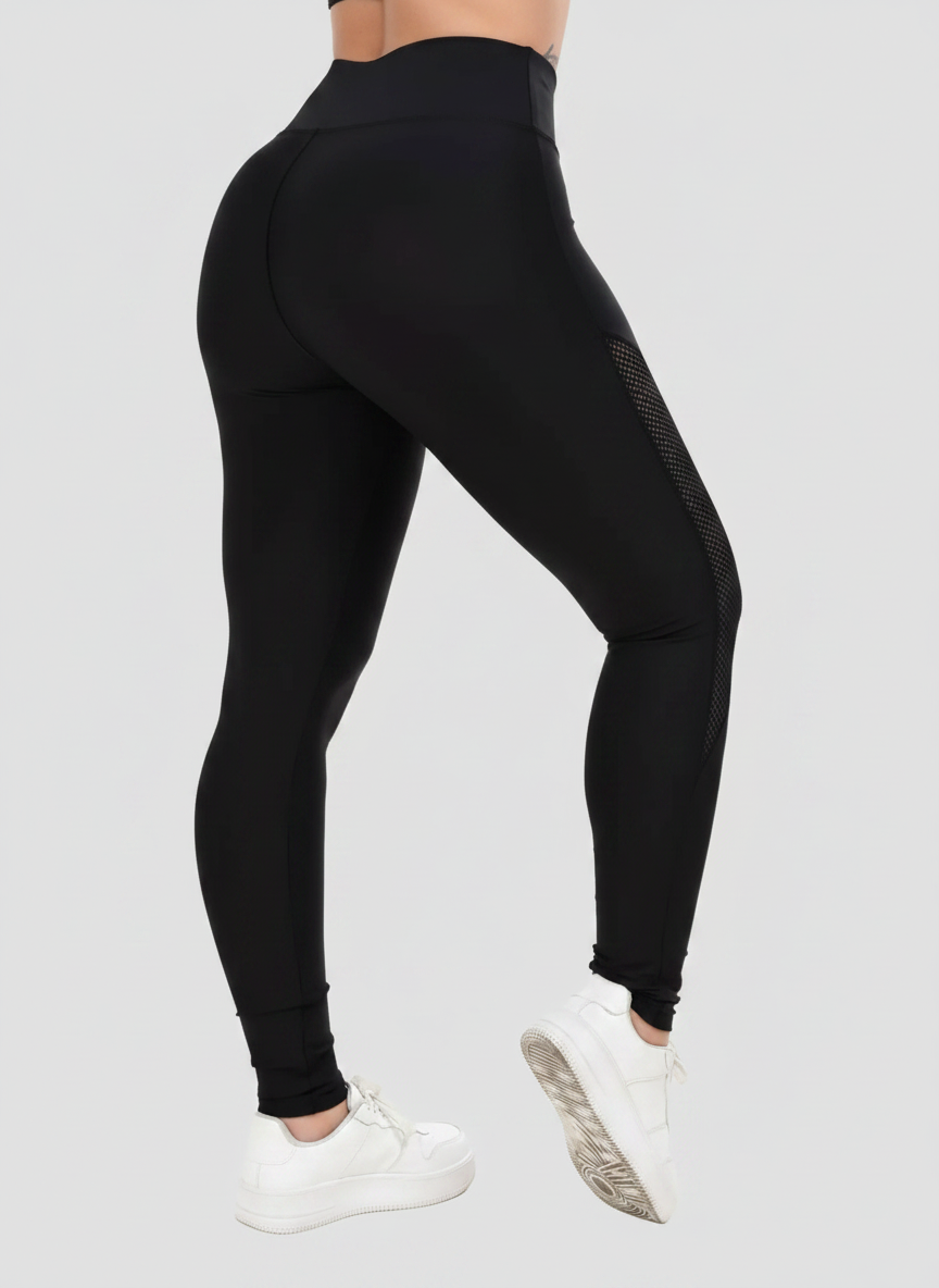 Legging Arrastão com Detalhe em Rede