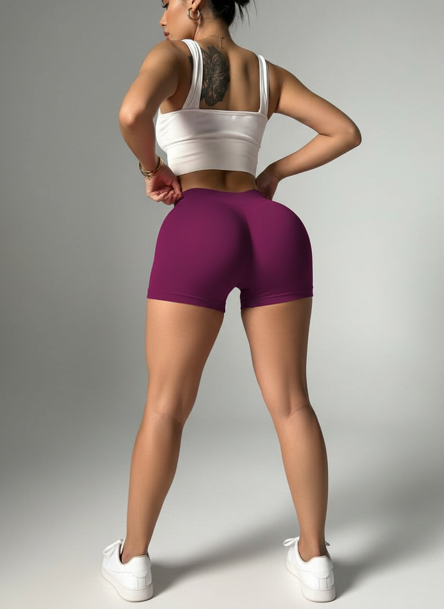 Short Fitness Sem Costura com Cinta Contrastante