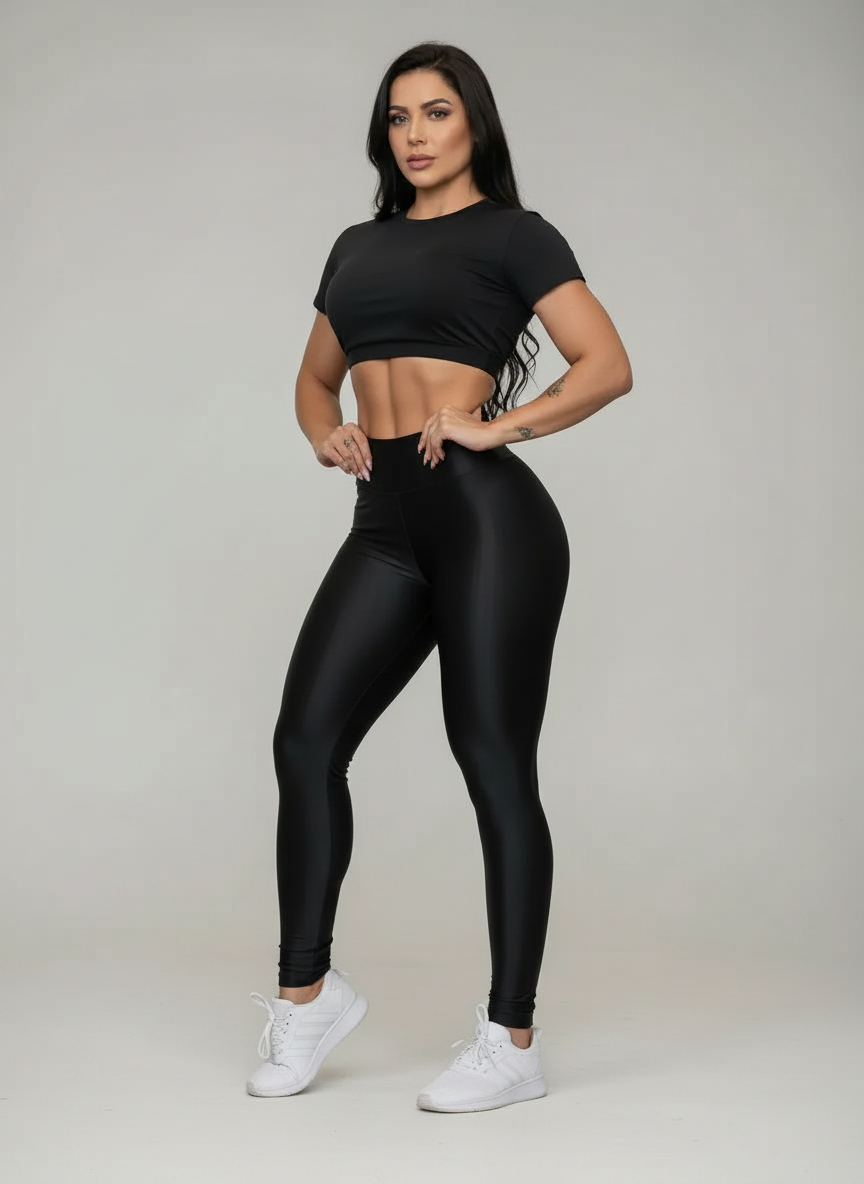 Legging 3D Modeladora Brilhante Cós Alto