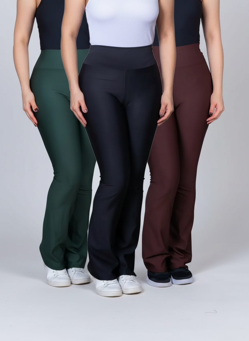 Kit 3 Leggings Flare Boca de Sino