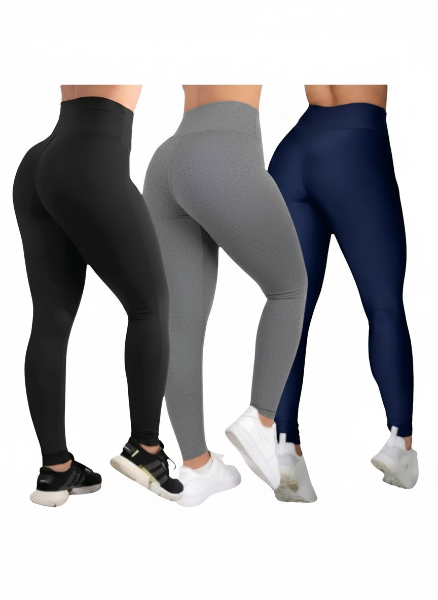 Kit 3 Leggings Grossas Zero Transparência