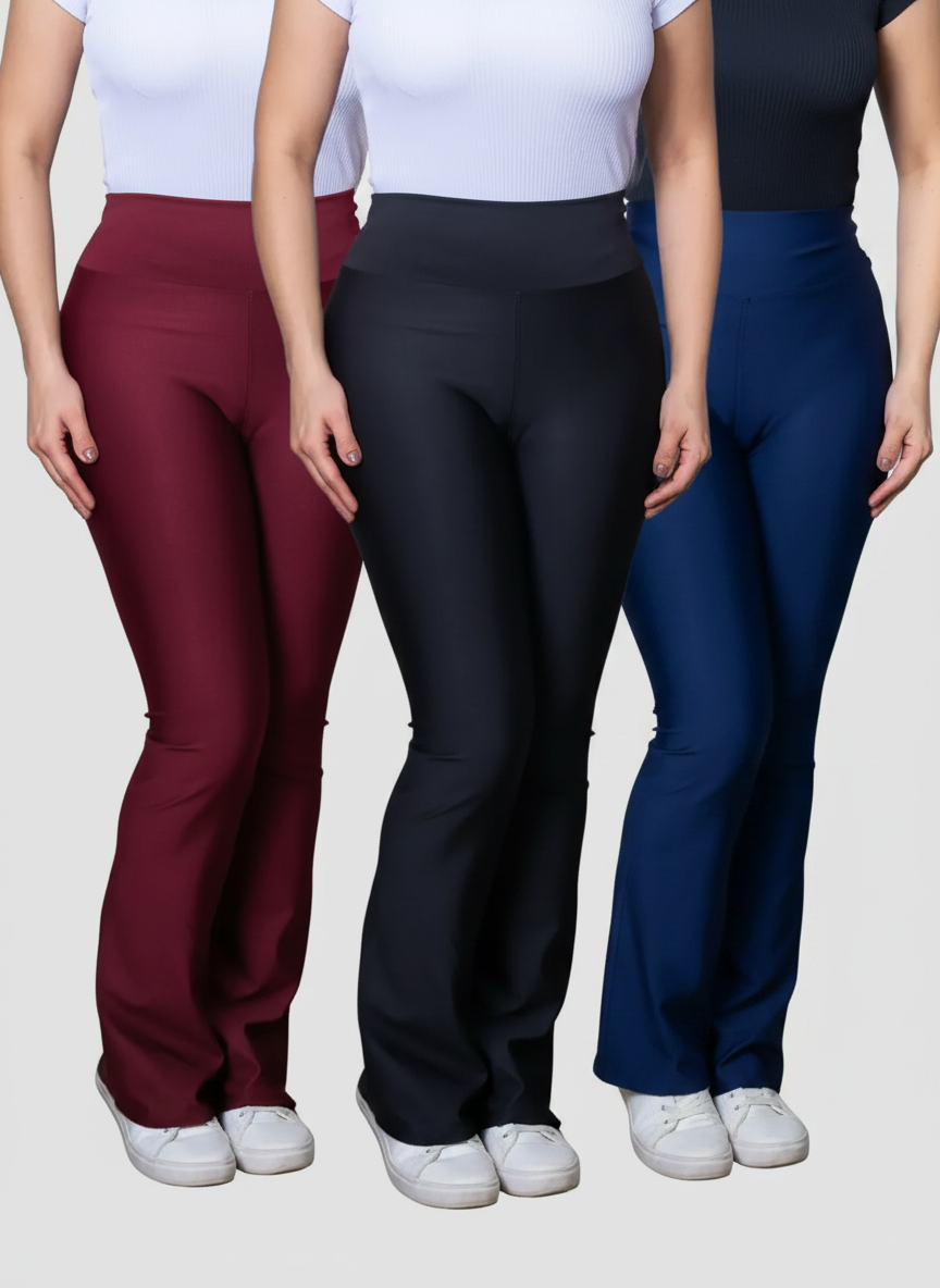 Kit 3 Leggings Flare Boca de Sino