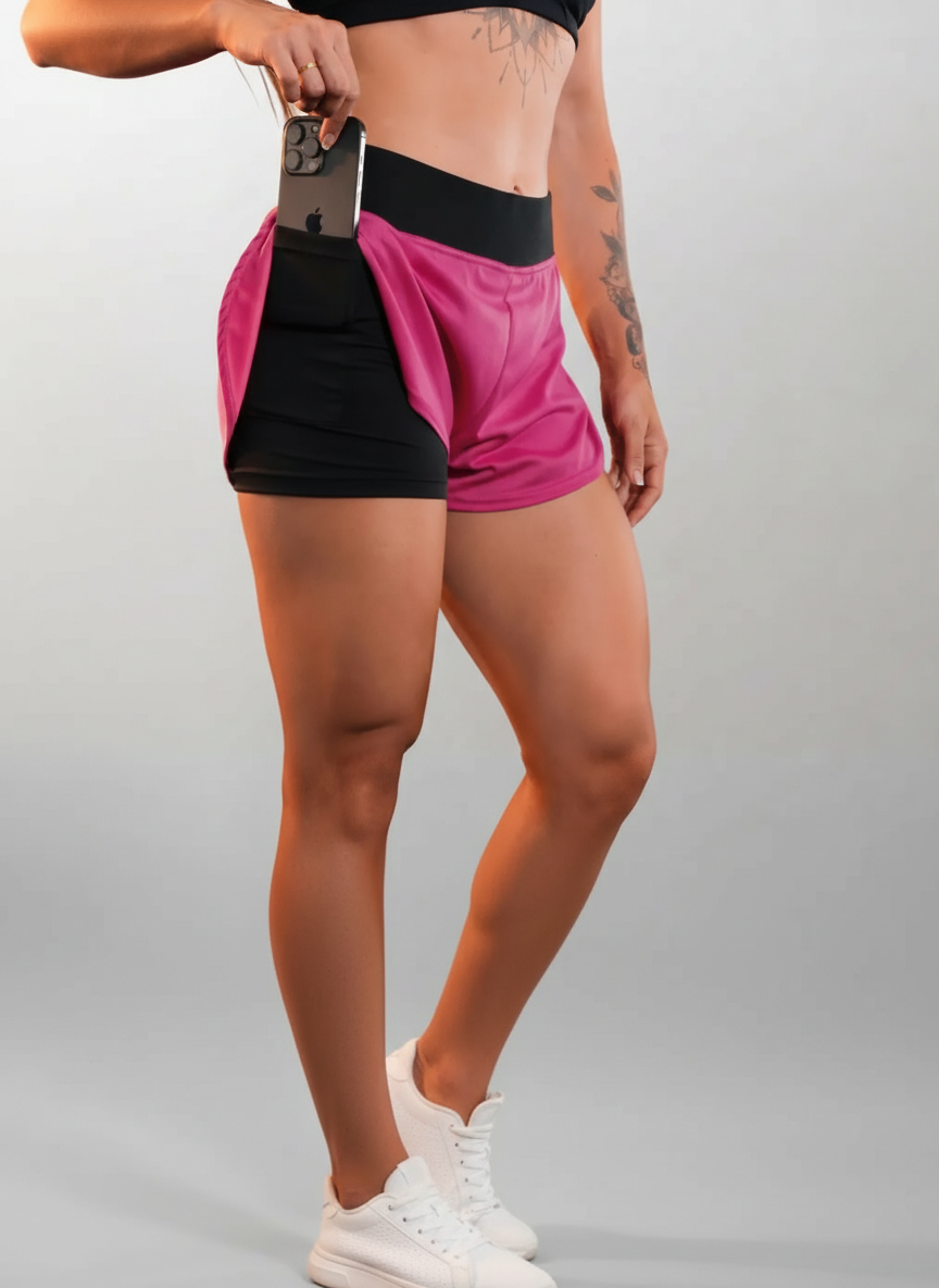 Kit 2 Shorts 2 em 1 Compressão Feminino