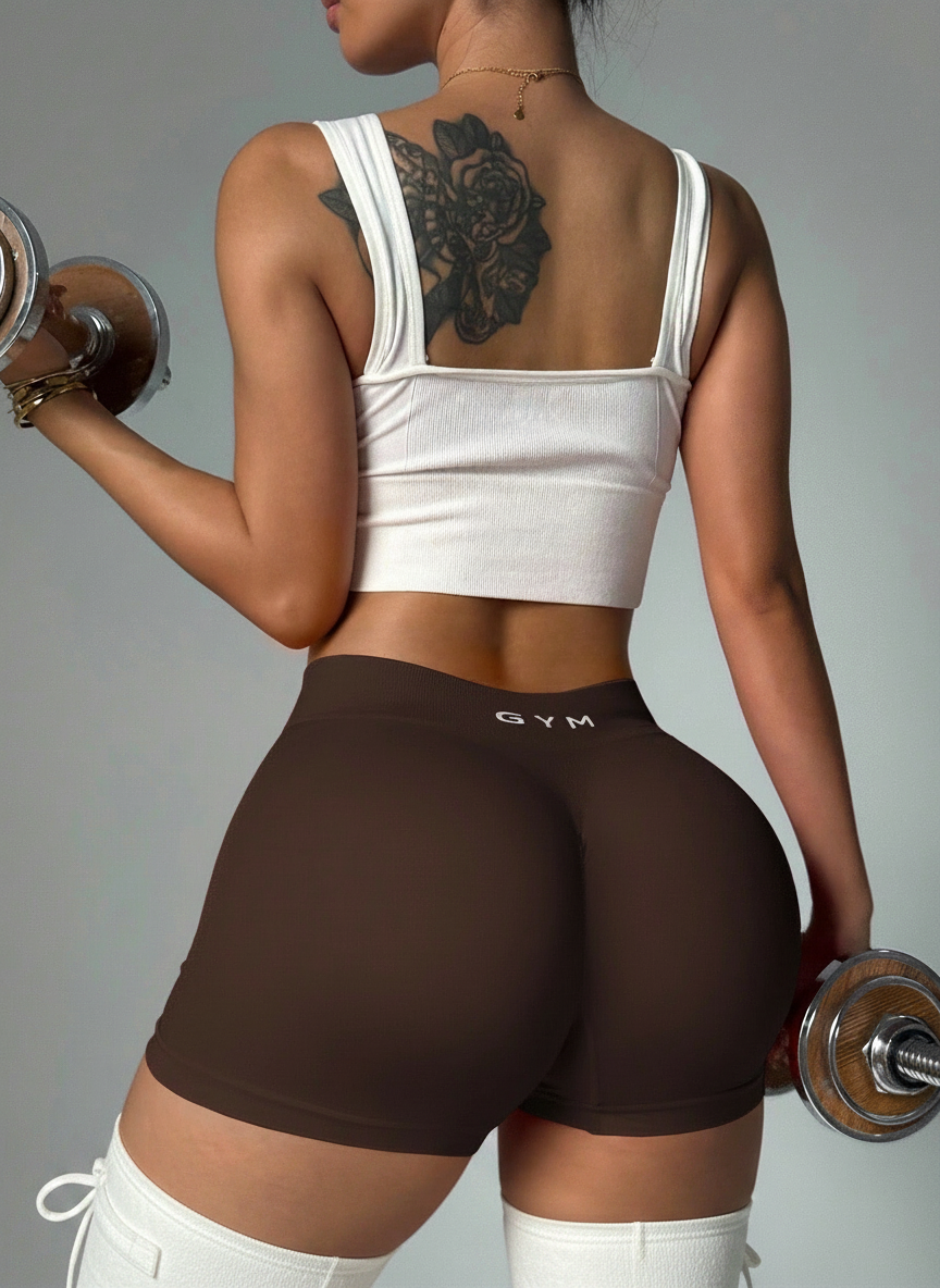 Short Fitness Sem Costura com Cinta Contrastante