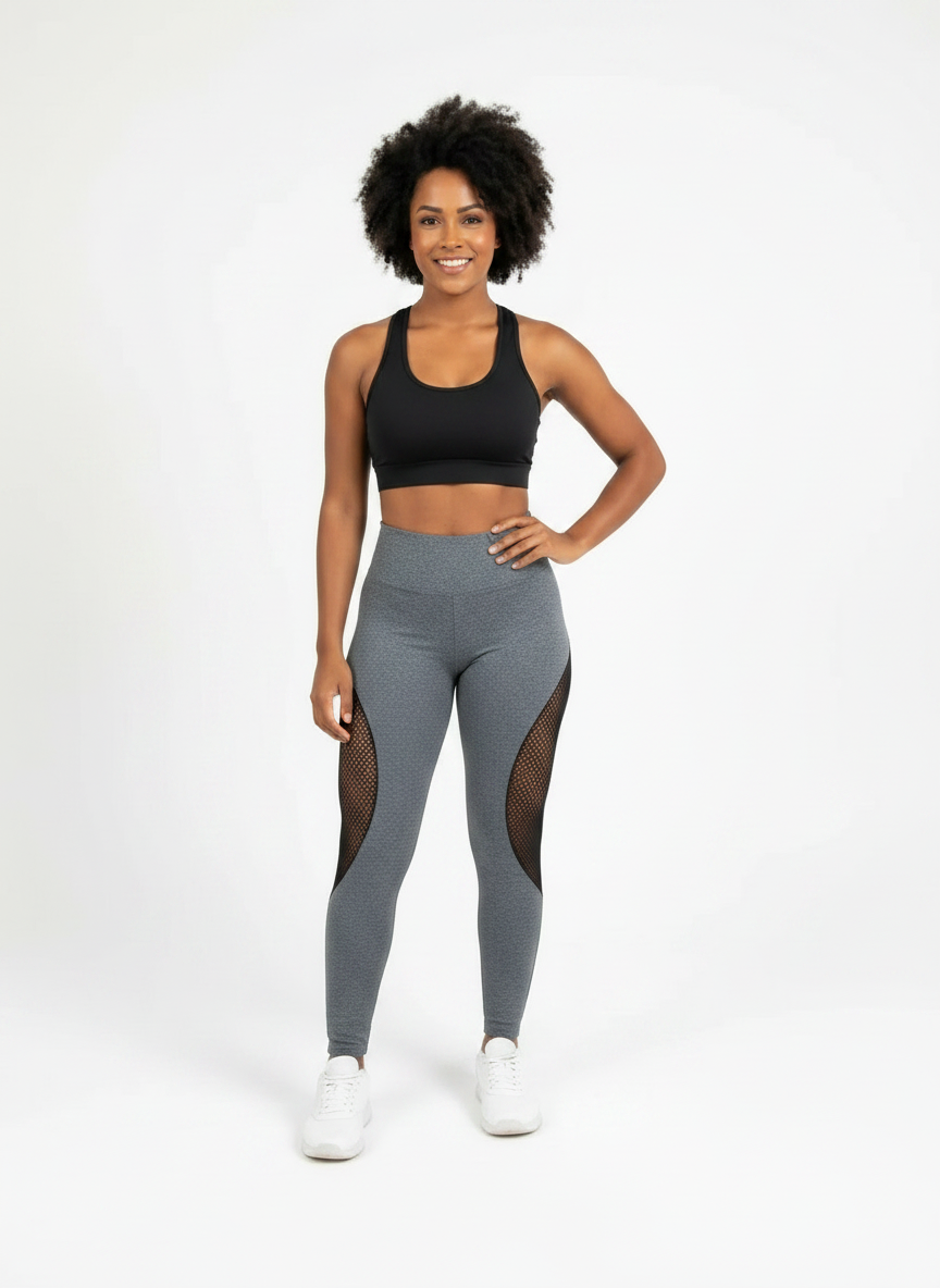 Legging Arrastão com Detalhe em Rede